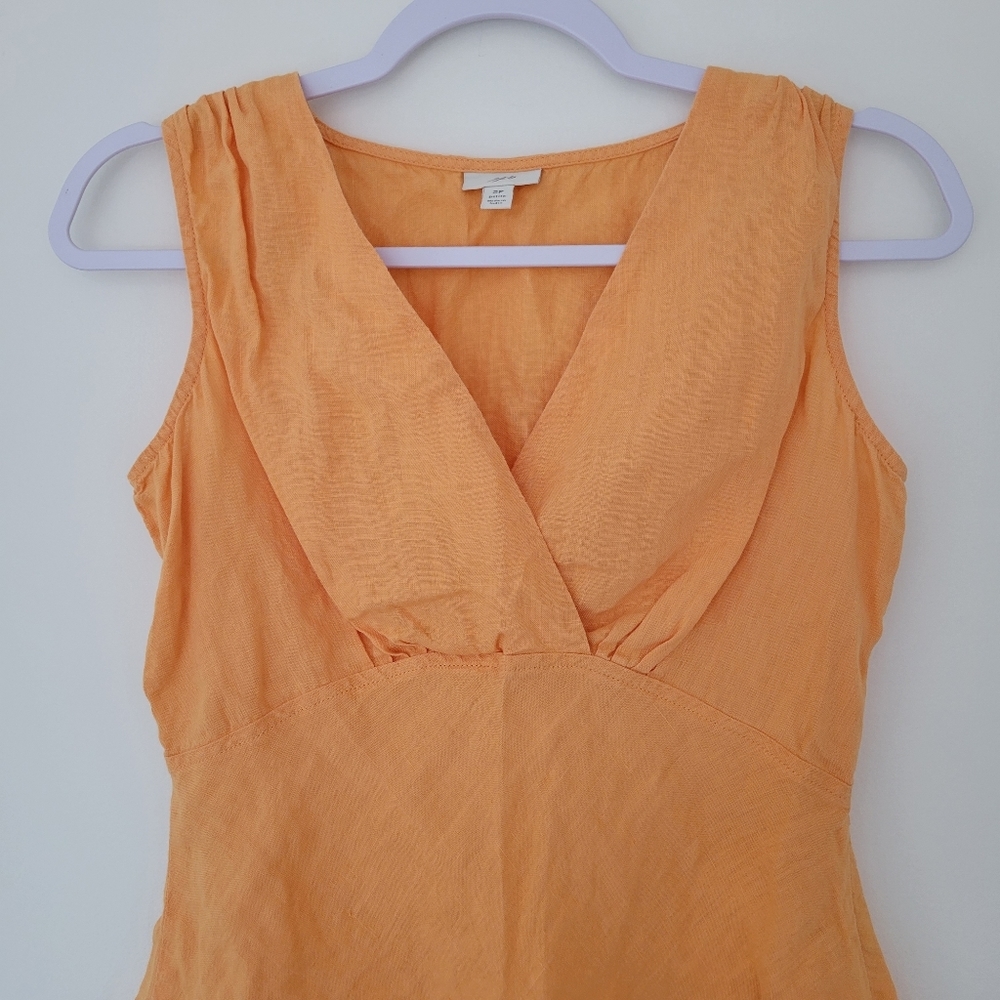 J.Jill 100% Linen Costal V neck Sleeveless Orange Blouse Top 2P - Picture 3 of 7